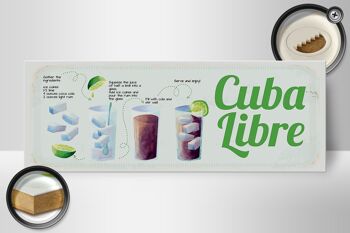 Panneau en bois recette Cuba Libre Cocktail Recipe 27x10cm 2