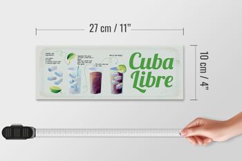 Panneau en bois recette Cuba Libre Cocktail Recipe 27x10cm 4