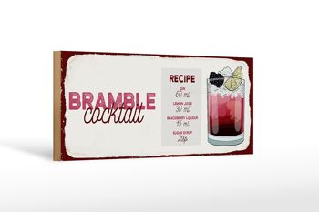 Panneau en bois recette Bramble Cocktail Recipe Gin 27x10cm 1