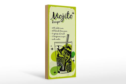 Holzschild Rezept Mojito Cocktail Recipe drink 10x27cm