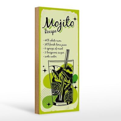 Holzschild Rezept Mojito Cocktail Recipe drink 10x27cm