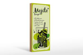 Panneau en bois recette Mojito Cocktail Recipe boisson 10x27cm 1