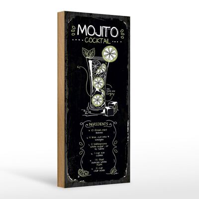 Cartello in legno ricetta Ricetta Cocktail Mojito 10x27cm