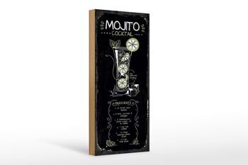Panneau en bois Recette Mojito Cocktail Recipe 10x27cm 1