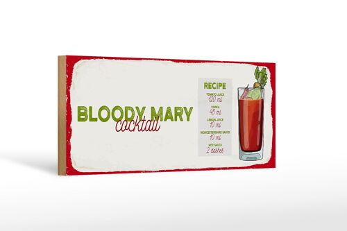 Holzschild Rezept Bloody Mary Cocktail Recipe 27x10cm