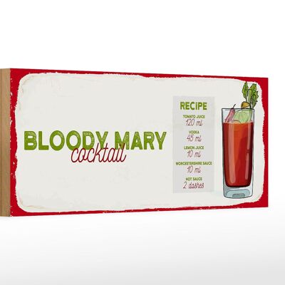 Holzschild Rezept Bloody Mary Cocktail Recipe 27x10cm