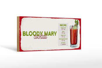 Panneau en bois Recette Bloody Mary Cocktail Recipe 27x10cm 1