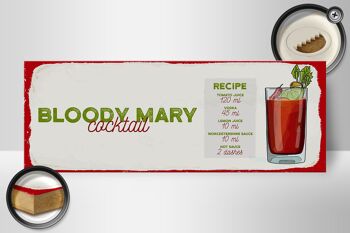 Panneau en bois Recette Bloody Mary Cocktail Recipe 27x10cm 2