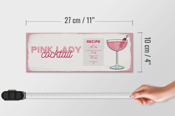 Panneau en bois recette Pink Lady Cocktail Recipe 27x10cm 4