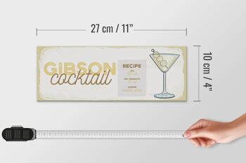 Panneau en bois recette Gibson Cocktail Recipe 27x10cm 4