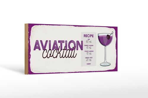 Holzschild Rezept Aviation Cocktail Recipe 27x10cm