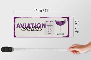 Panneau en bois Recette Aviation Cocktail Recipe 27x10cm 4