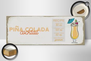 Panneau en bois recette Pina Colada Cocktail Recipe 27x10cm 2