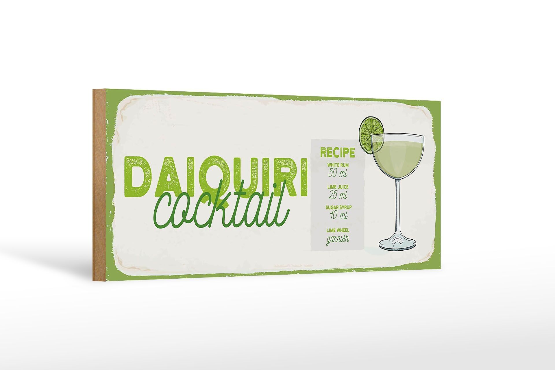 Letrero de madera receta Receta Cóctel Daiquiri 27x10cm