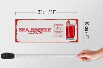 Panneau en bois recette Sea Breeze Cocktail Recipe 27x10cm 4