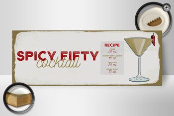 Panneau en bois Recette Spicy Fifty Cocktail Recipe 27x10cm 2