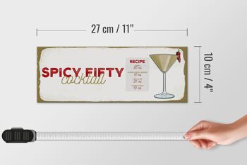 Panneau en bois Recette Spicy Fifty Cocktail Recipe 27x10cm 4