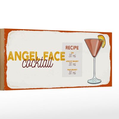 Cartello in legno ricetta Ricetta cocktail Angel Face 27x10 cm