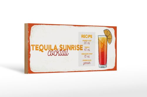 Holzschild Rezept Tequila Sunrise Cocktail Recipe 27x10cm