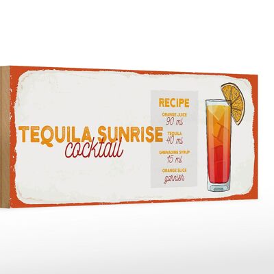 Holzschild Rezept Tequila Sunrise Cocktail Recipe 27x10cm