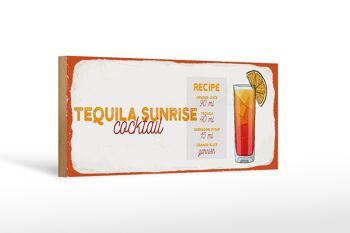 Panneau en bois recette Tequila Sunrise Cocktail Recipe 27x10cm 1