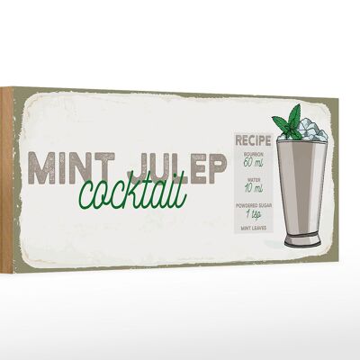 Holzschild Rezept Mint Julep Cocktail Recipe 27x10cm