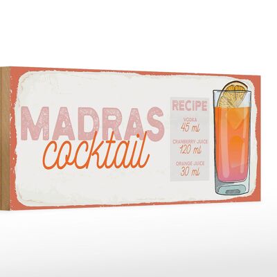 Cartello in legno Ricetta Madras Cocktail Ricetta Vodka 27x10cm