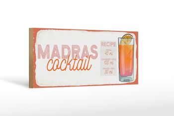 Panneau en bois Recette Madras Cocktail Recette Vodka 27x10cm 1
