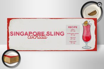 Panneau en bois recette Singapore Sling Cocktail Recipe 27x10cm 2