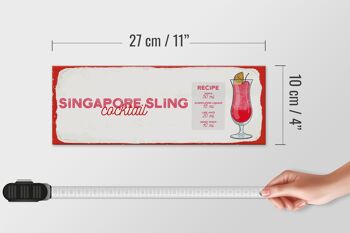 Panneau en bois recette Singapore Sling Cocktail Recipe 27x10cm 4