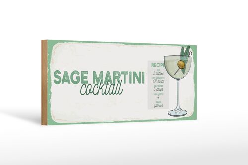 Holzschild Rezept Sage Martini Cocktail Recipe 27x10cm