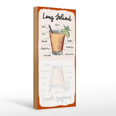 Cartello in legno Ricetta Ricetta Cocktail Long Island 10x27 cm