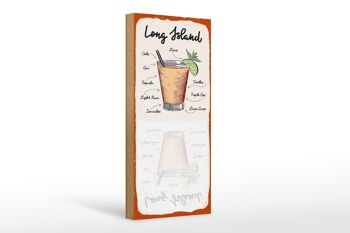 Panneau en bois Recette Long Island Cocktail Recipe 10x27cm 1