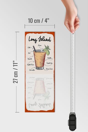 Panneau en bois Recette Long Island Cocktail Recipe 10x27cm 4