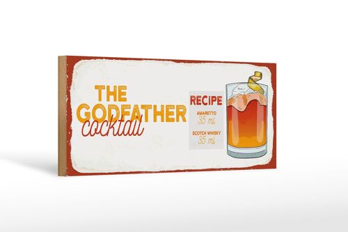 Holzschild Rezept The Godfather Cocktail Recipe 27x10cm