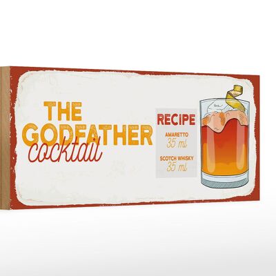 Holzschild Rezept The Godfather Cocktail Recipe 27x10cm