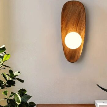 Applique japonaise minimaliste en bois massif │ Applique nordique moderne porche LED lampe de chevet éclairage 1