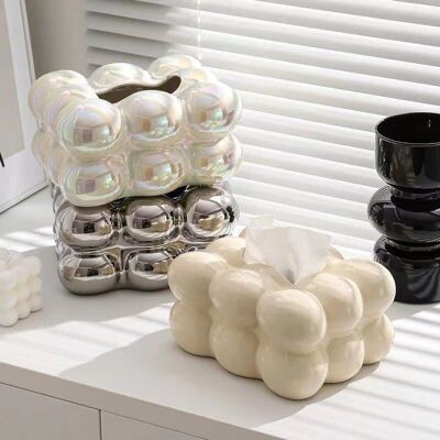 Dekorative Taschentuchbox aus Keramik in Marshmallow-Form │ Moderner Serviettenhalter-Organizer