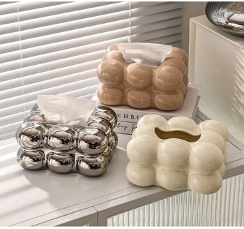 Boîte à mouchoirs décorative en céramique en forme de guimauve │ Organisateur de porte-serviettes moderne 6