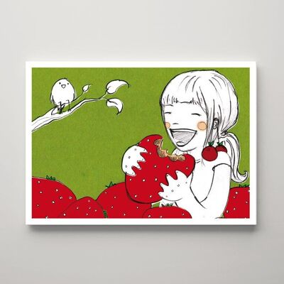 Postkarte – Das Erdbeermädchen