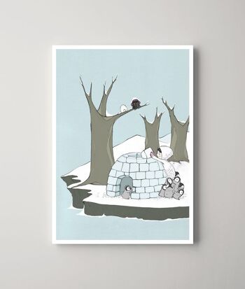 Carte postale – Les petits constructeurs d'igloos 1