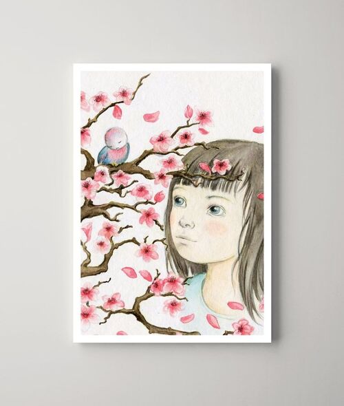Postkarte – Das Kirschblütenmädchen