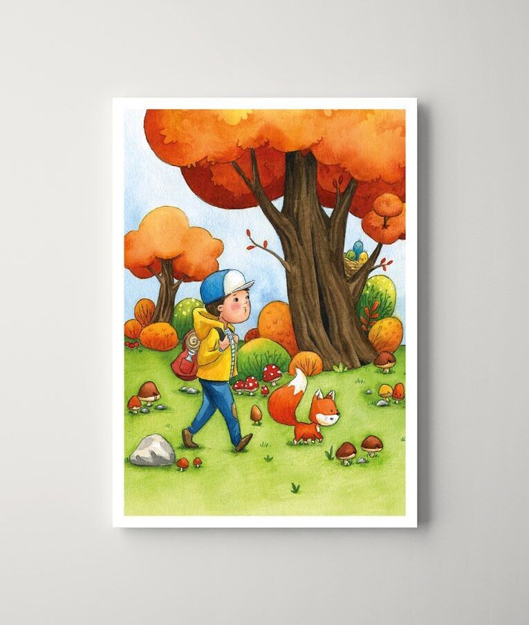 Postcard – The little autumn friends
