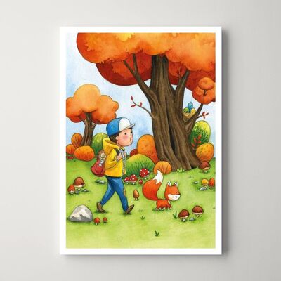Postkarte – Die kleinen Herbstfreunde