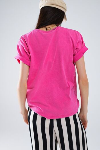 T-shirt à manches courtes avec texte graphique Manhattan en rose 3
