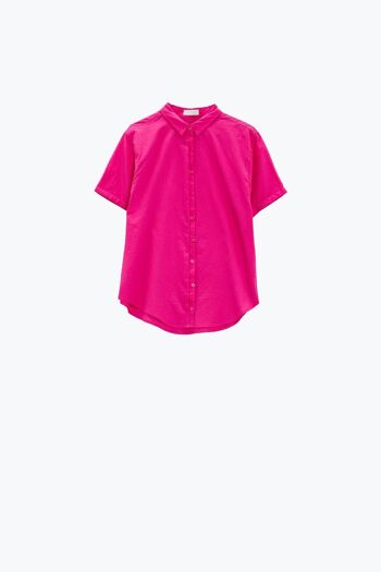 Chemise boutonnée décontractée à manches courtes en fuchsia 5