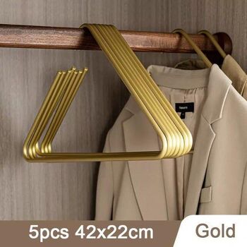 Cintres triangulaires en or et argent massif, 5 pièces, pour manteaux et pantalons, supports de rangement en métal sans couture, organisateur de garde-robe 2