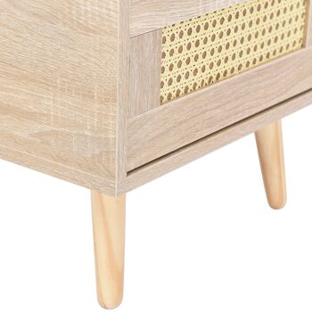 Meubles de table de chevet en rotin de chêne naturel │ Table de chevet en bois avec 2 tiroirs 11
