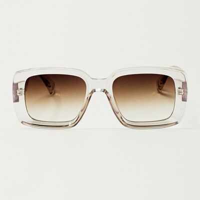 Gafas de sol rectangulares extragrandes en blanco transparente