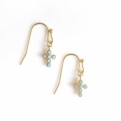 Turquoise cross earrings